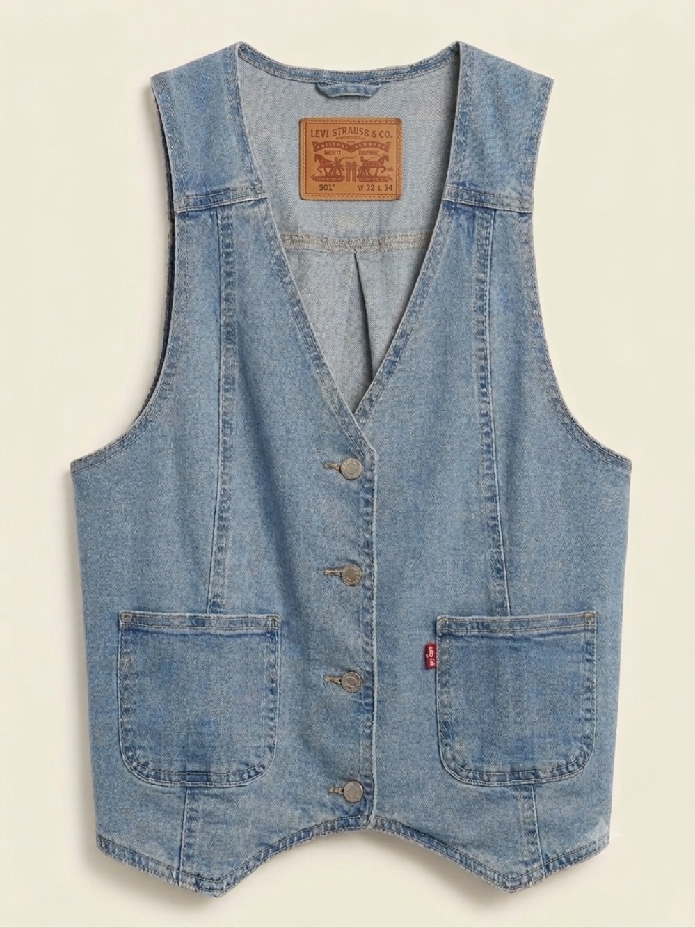 Levi's Light Blue Denim Button-Up Vest
